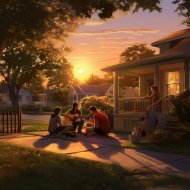Neighborhood Nostalgia - Moonlit Cul-de-sac Nocturne